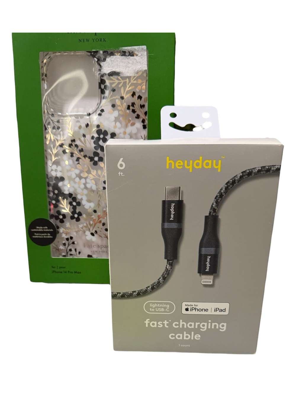Kate Spade iPhone 14 Pro Max Case + 6ft Fast Charging Cable Bundle - NEW